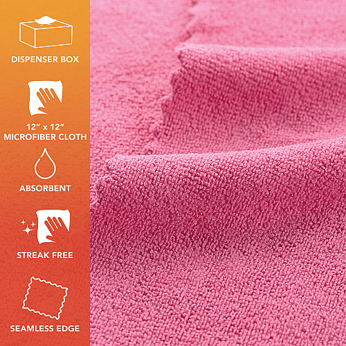 Smart Rags Microfiber Cloths 12x12 Pink, Pack Of 50 (M950P-innerbx)