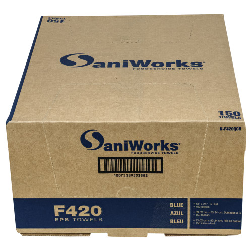 Saniworks Eps Towels, Blue, 13x21, 1/4 Fold - Case Of 150 (N-F420QCB)