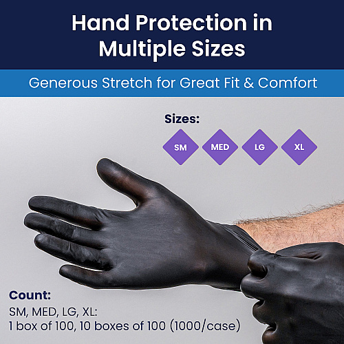 Vyblend Synthetic Vinyl Powder Free 4.5 Mil Gloves Black Xl, Case Of 1000 (GL-VN104BKFX)