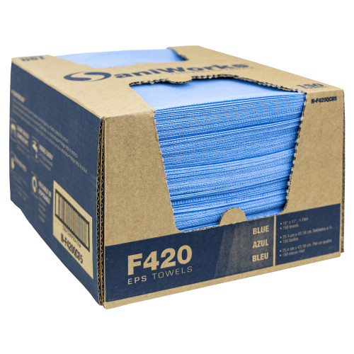 Saniworks Eps Towels, Blue, 10x17, 1/4 Fold - Case Of 150 (N-F420QCB5)