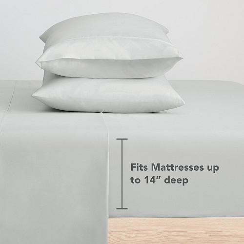 Host & Home Microfiber Fitted Sheets Twin - Gray W/ Black Hem - Case Of 24 (MFS-368012-GY)
