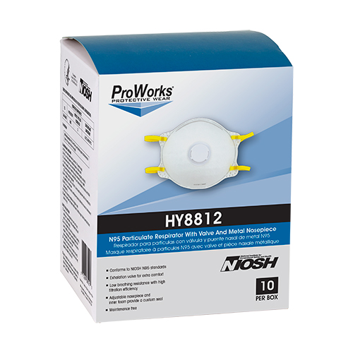 Proworks N95 Particulate Respirator W/valve And Adjustable Nose Piece , White, Medium/large, 10/bx, 12 Bxs/cs, Box Of 10 (HY8812)
