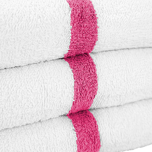 Power Gym Bath Towel 22x44 Pink Stripe, Pack Of 6 (PNP-PWR-2244-6PKCS)