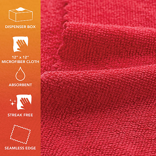 Smart Rags Microfiber Cloths 12x12 Red, Pack Of 50 (M950R-INNERBX)