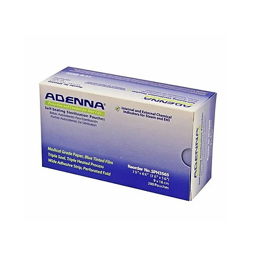 Adenna Sterileization Pouches, Triple Seal, 6.5"x3.5" - Case Of 2000 (SPH3565)