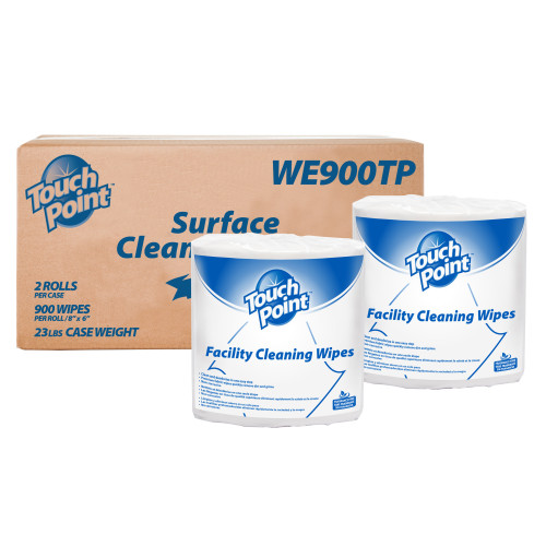 Touch Point Facility Cleaning Wipes Large Roll, 8"x6", 900 Wipes/roll - Case Of 2 Rolls (WE900TP)