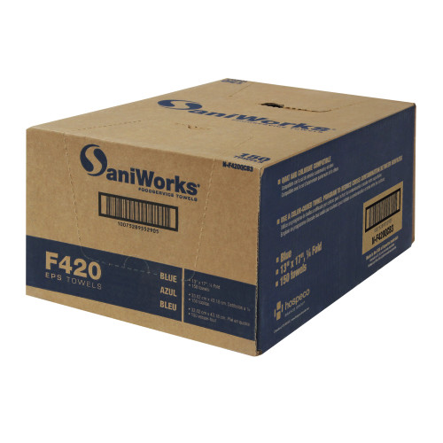 Saniworks Eps Towels, Blue, 13x17, 1/4 Fold - Case Of 150 (N-F420QCB3)