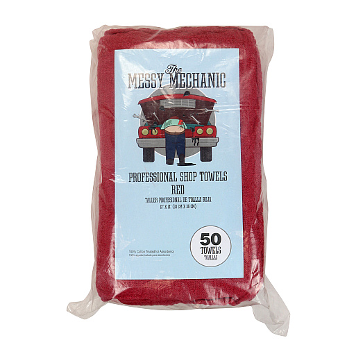 Messy Mechanic Shop Towels 12x14 Red - Bag Of 50 (AT-STB50-BG)