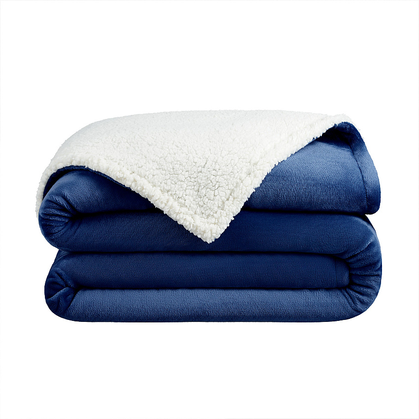 Host & Home Plush To Sherpa Bed Blanket Queen Navy - Case Of 4 (BLKT-PF-9090-NV)