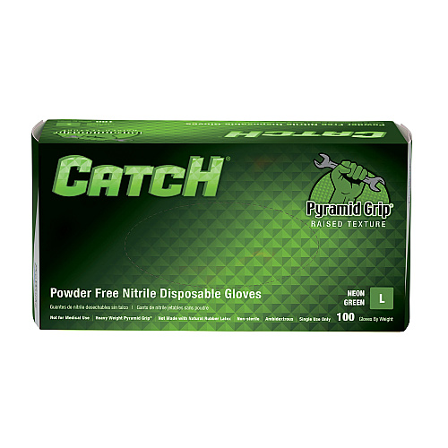 Safety Zone Nitrile Powder Free 9 Mil Pyramid Grip Gloves - Neon Green, Lrg - Box Of 100 (GL-NT107NGFL)