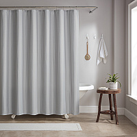 Host & Home Poly Shower Curtain Set 72x72 Damask Light Grey - Case Of 12 (SCSETD-7272-LG)