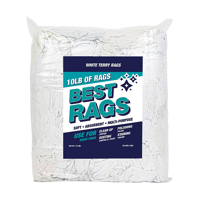 R2-w50 T-shirt Reclaimed Rags White - 10lb Bag (R2-W50-10BG)