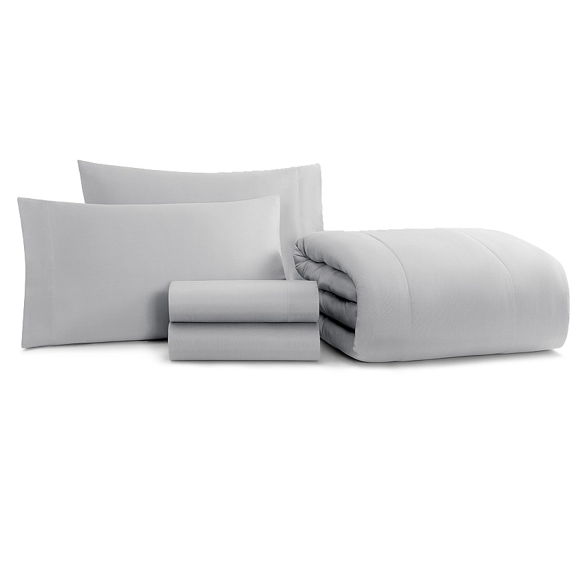 Family Essentials Bed In Bag 5pc Set - Twin - Grey - Case Of 6 Sets (BIAB-TW-GY)