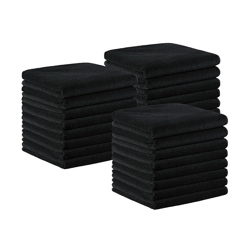 Terry Microfiber Salon Towel 16x27 Black - Case Of 144 (M915109BK-CS)