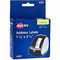 Avery&reg; Direct Thermal Roll Multipurpose Labels 3 1/2" Width x 1 1/8" Length - Permanent Adhesive - Rectangle - Direct Thermal - Clear - Film - Water Resistant - 120 / Sheet - 1 Total Sheets - 120 Total Label(s) - 120 / Box (4151)