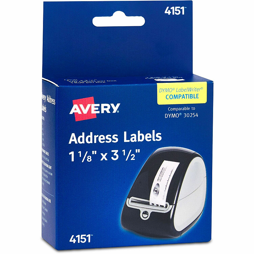 Avery&reg; Direct Thermal Roll Multipurpose Labels 3 1/2" Width x 1 1/8" Length - Permanent Adhesive - Rectangle - Direct Thermal - Clear - Film - Water Resistant - 120 / Sheet - 1 Total Sheets - 120 Total Label(s) - 120 / Box (4151)