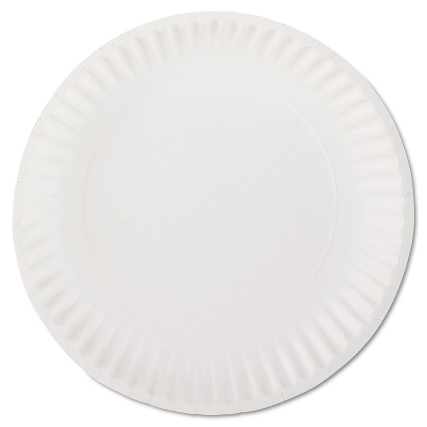 AJM White Paper Plates, 9" dia, 100/Pack, 10 Packs/Carton (PP9GREWH)