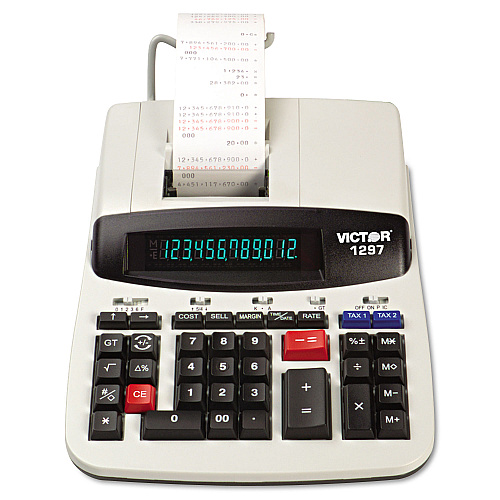 Victor 1297 Two-Color Commercial Printing Calculator, Black/Red Print, 4.5 Lines/Sec