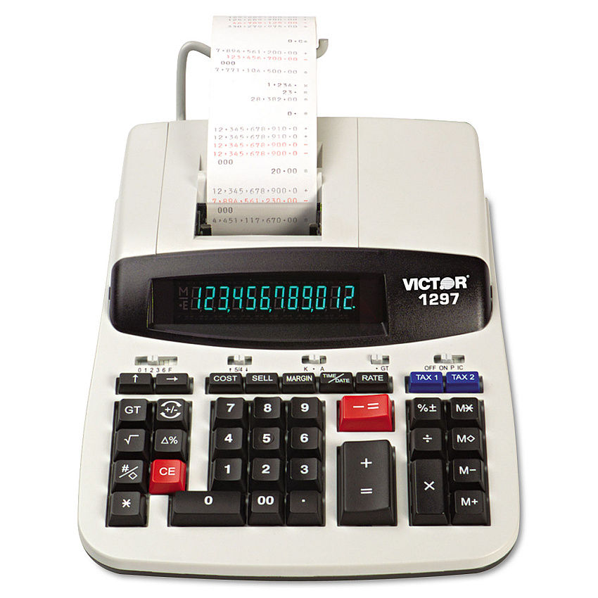 Victor 1297 Two-Color Commercial Printing Calculator, Black/Red Print, 4.5 Lines/Sec
