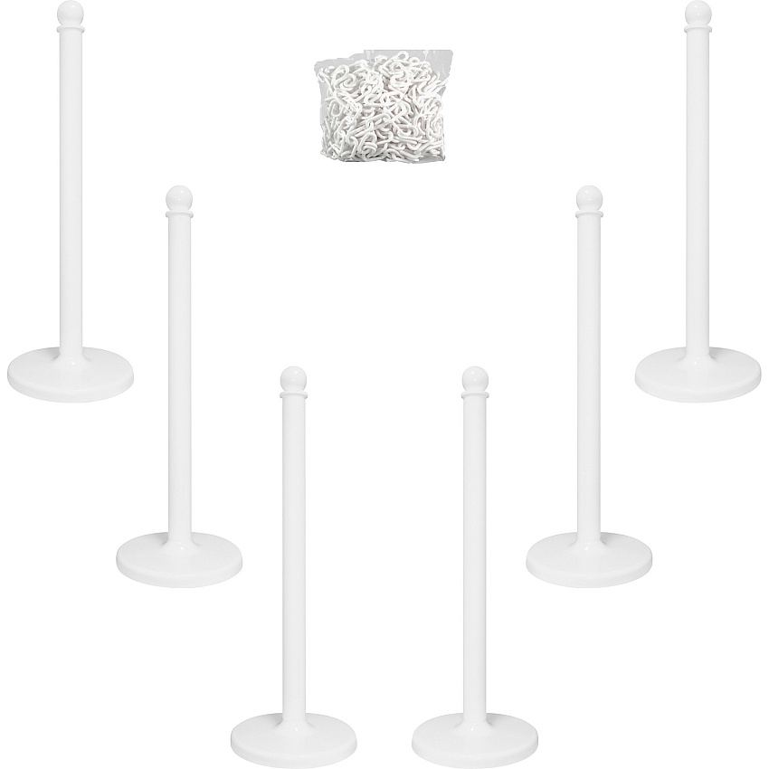 Tatco Plastic Stanchions and Chains White Plastic 39" Post - White - 6 / Box (12000)