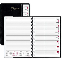 Brownline Pre-View Weekly Planner Weekly - 12 Month - January 2026 to December 2026 - 7:00 AM to 6:00 PM - Hourly - 6 3/4" x 8 1/2" Sheet Size - Twin Wire - Black - Paper - Soft Cover, Flexible Cover, Ruled, Notes Area, Foldable, Appointment Sc (CB920BLK)