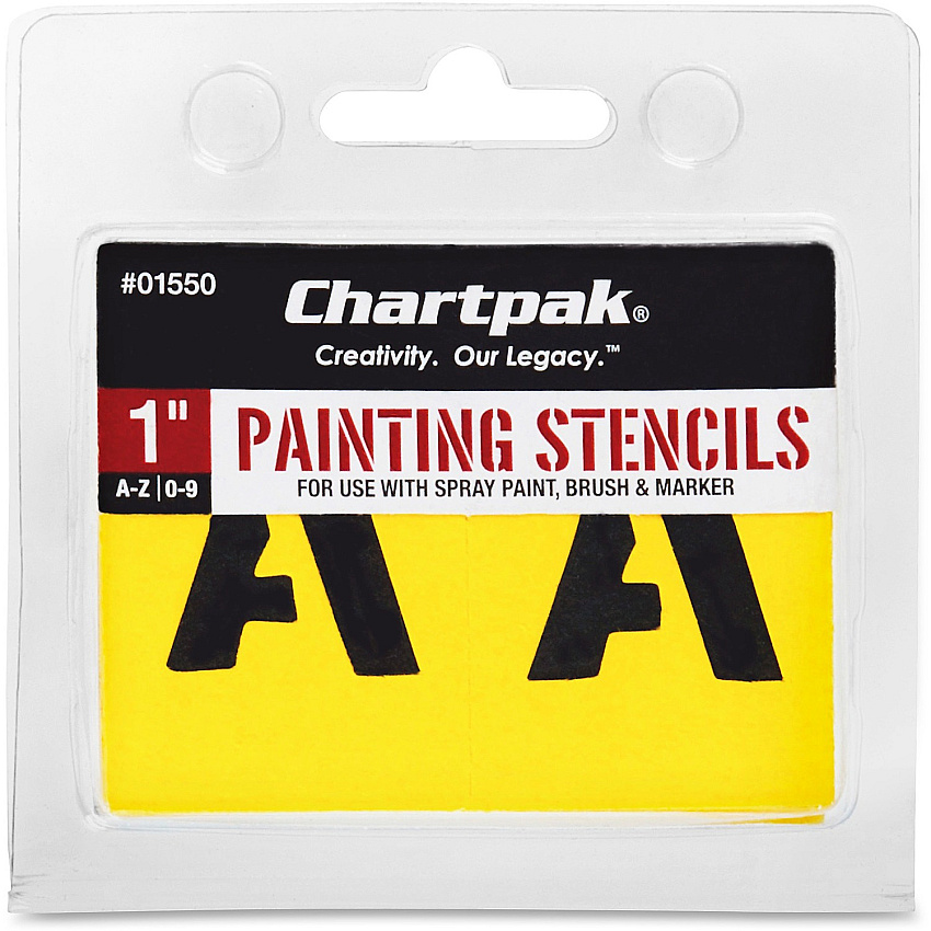 Chartpak Painting Letters/Numbers Stencils 1" - Gothic - Yellow (01550)