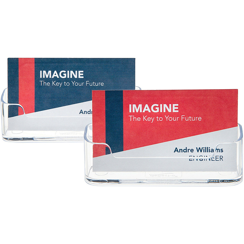 Deflecto Business Card Holders 1.8" Height x 3.9" Width x 1.4" Depth - Plastic - Clear - 2 / Pack (70501)