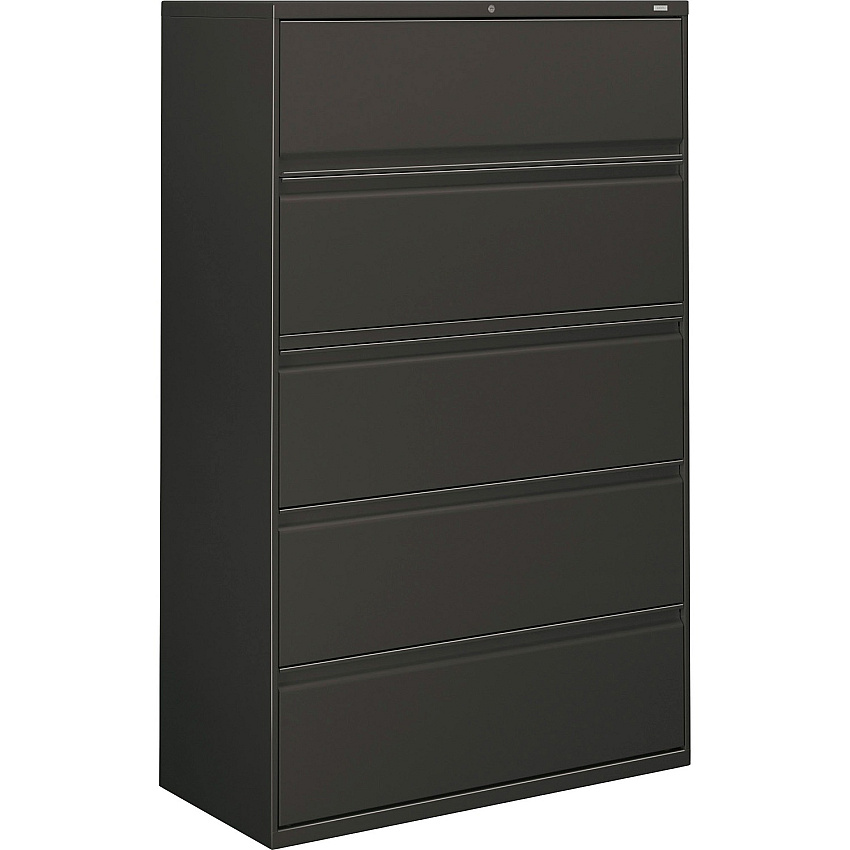 HON Brigade 800 Series 5-Drawer Lateral 42" Width x 18" Depth x 64.2" Height - 2 x Shelf(ves) - 5 x Drawer(s) for File - A4, Legal, Letter - Lateral - Interlocking, Durable, Leveling Glide, Recessed Handle, Ball-bearing Suspension - Charcoal - Bak (895LS)
