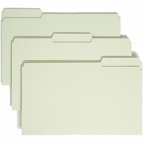 Smead 1/3 Tab Cut Legal Recycled Top Tab File Folder 8 1/2" x 14" - 1" Expansion - Top Tab Location - Assorted Tab Position - 25 pt. - Pressboard - Gray, Green - Heavy Duty, Rounded Corner, Wear Resistant, Tear Resistant - 100% Recycled - 25 / Box (18230)