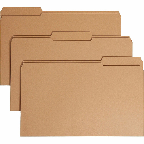 Smead 1/3 Tab Cut Legal Recycled Fastener Folder 8 1/2" x 14" - 3/4" Expansion - 1 x 2K Fastener(s) - 2" for Folder - Top Tab Location - Assorted Tab Position - 11 pt. - 2 Plys - Kraft - Wear Resistant, Tear Resistant, Heavy Duty, Rounded Corner,  (19834)