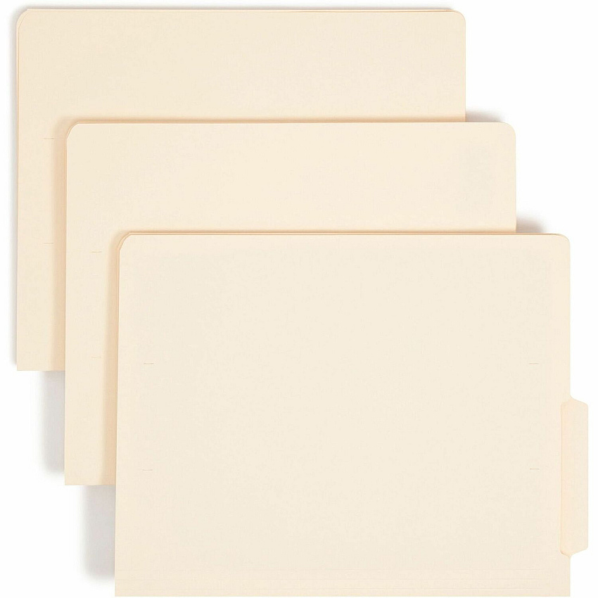 Smead Shelf-Master 1/3 Tab Cut Letter Recycled End Tab File Folder 8 1/2" x 11" - 3/4" Expansion - End Tab Location - Bottom Tab Position - 11 pt. - 2 Plys - Manila - Reinforced Tab - 10% Recycled - 100 / Box (24179)