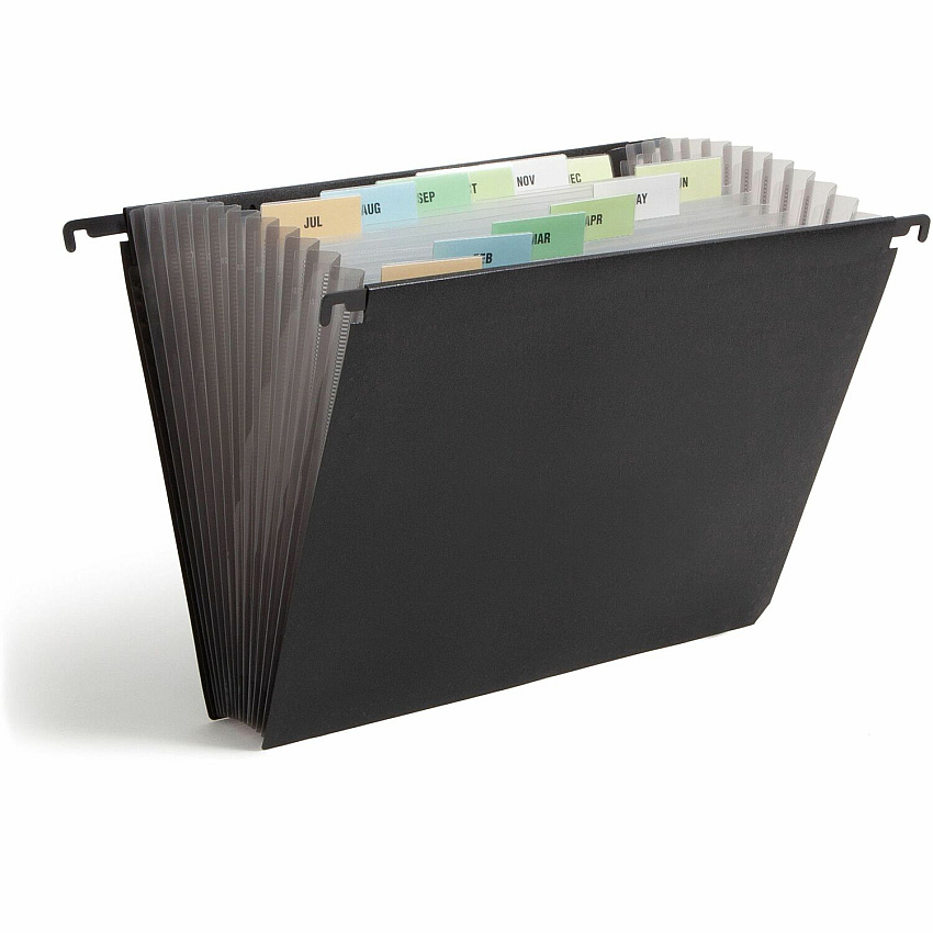 Smead Letter Expanding File 8 1/2" x 11" - 7/8" Expansion - 13 Pocket(s) - 12 Divider(s) - Polypropylene - Black - 1 Each (65125)