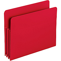 Smead Straight Tab Cut Letter File Pocket 8 1/2" x 11" - 3 1/2" Expansion - Polypropylene - Red - 4 / Pack (73501)