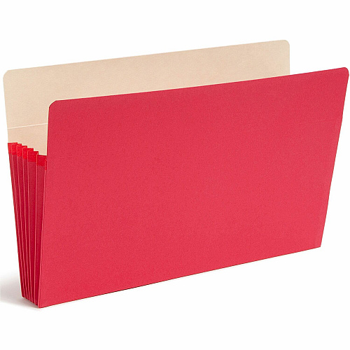 Smead Colored Straight Tab Cut Legal Recycled File Pocket 8 1/2" x 14" - 5 1/4" Expansion - Top Tab Location - Red - Tear Resistant - 10% Recycled - 1 Each (74241)