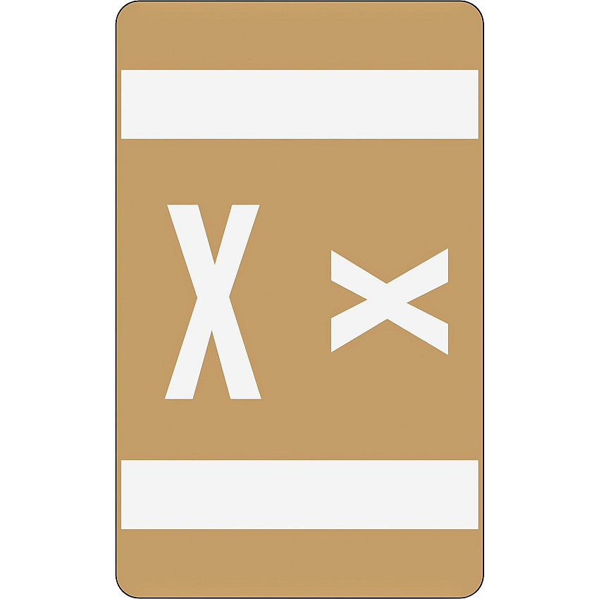 Smead AlphaZ ACCS Color-Coded Labels X - x 1" Width x 1 5/8" Length - Light Brown - Laminated - 10 / Sheet - 100 / Pack (67194)
