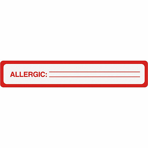 Tabbies ALLERGIC Allergy Message Labels 5 1/2" Width x 1" Length - Black, Black - 175 / Roll (40561)