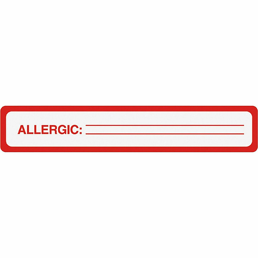 Tabbies ALLERGIC Allergy Message Labels 5 1/2" Width x 1" Length - Black, Black - 175 / Roll (40561)