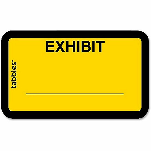 Tabbies Color-coded Legal Exhibit Labels 1 5/8" Width x 1" Length - Yellow - 252 / Pack (58090)