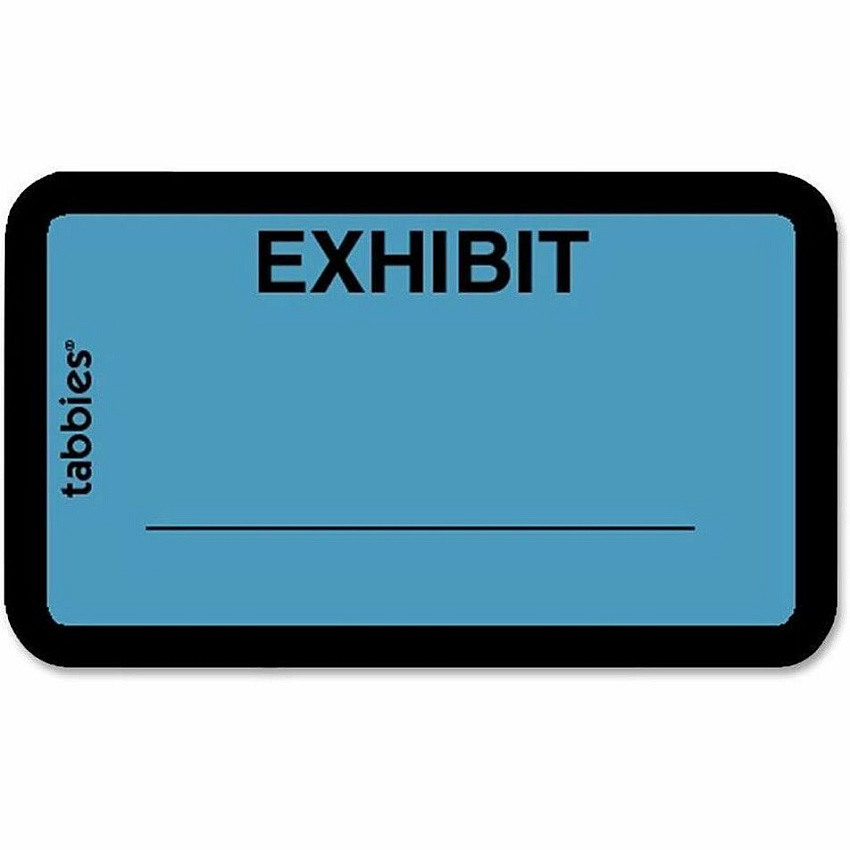 Tabbies Color-coded Legal Exhibit Labels 1 5/8" Width x 1" Length - Blue - 252 / Pack (58091)