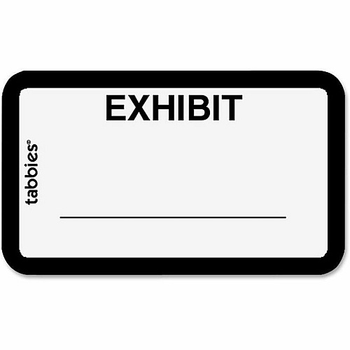 Tabbies Color-coded Legal Exhibit Labels 1 5/8" Width x 1" Length - White - 252 / Pack (58092)