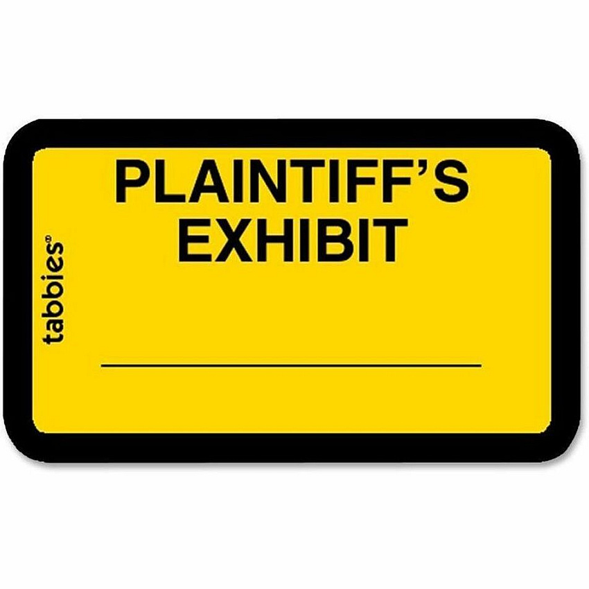 Tabbies Plaintiff's Exhibit Legal File Labels 1 5/8" Width x 1" Length - Yellow - 252 / Pack (58094)