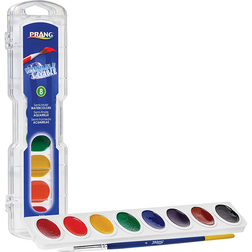 Prang Semi-Moist Washable Watercolors 8 Color(s) - Assorted - 0.10 fl oz - Washable - 8 / Set (80525)