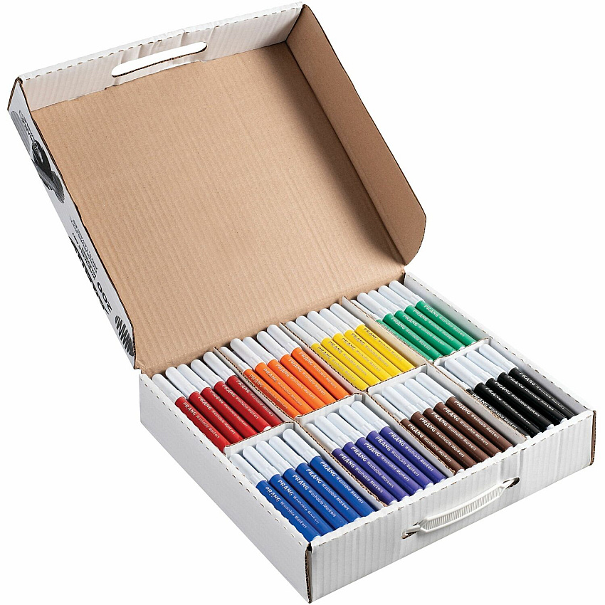 Prang Bullet Tip Washable Master Pack Art Markers Bullet Marker Point - Washable - Violet, Black, Green, Orange, Purple, Yellow, Red, Brown Ink - Water Based - White Barrel - 200 / Box (80613)