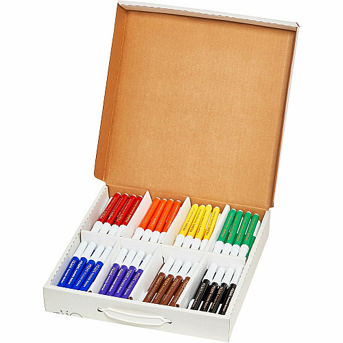 Prang Bullet Tip Washable Master Pack Art Markers Bullet Marker Point - Washable - Blue, Black, Green, Orange, Purple, Yellow, Red, Brown Ink - 96 / Box (80614)