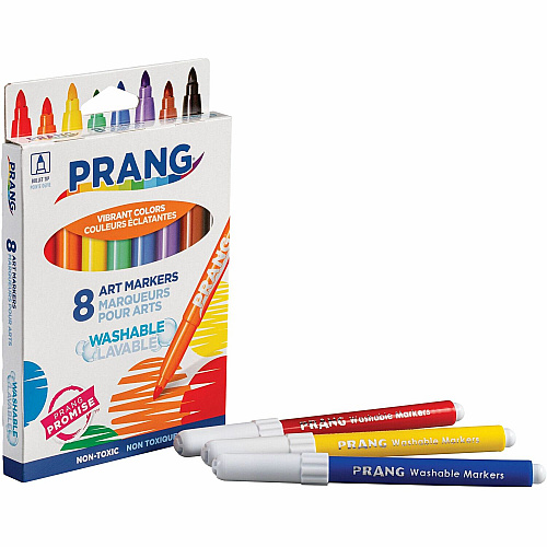 Prang Bullet Tip Washable Master Pack Art Markers Broad Bullet Marker Point - Washable - Assorted Ink - White Barrel - 8 / Set (80680)