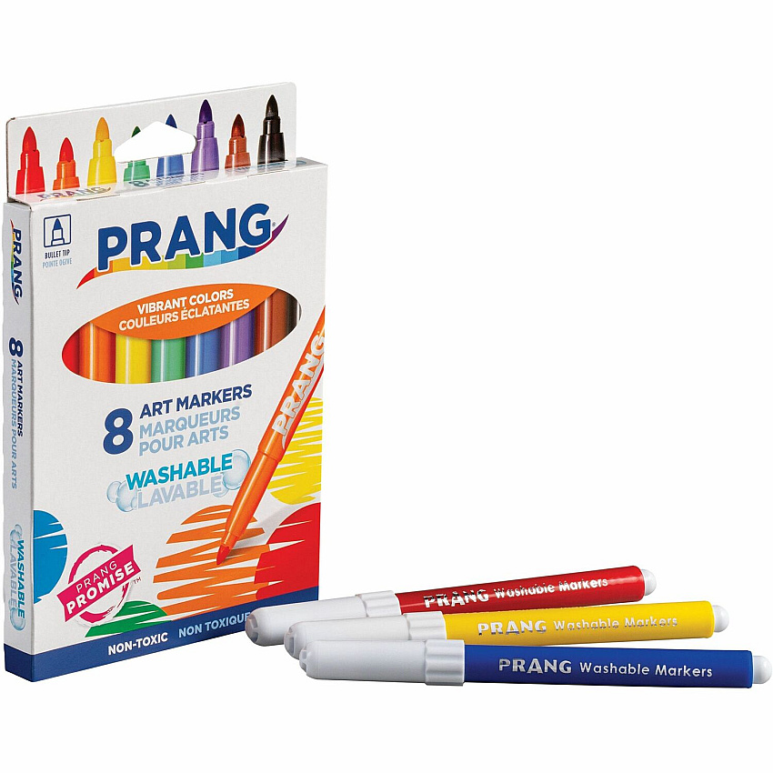 Prang Bullet Tip Washable Master Pack Art Markers Broad Bullet Marker Point - Washable - Assorted Ink - White Barrel - 8 / Set (80680)
