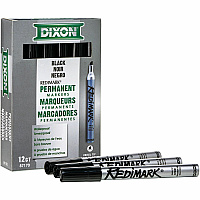 Dixon Industrial RediMark Chisel Tip Permanent Markers Chisel Marker Point - Black Ink - Metal Barrel - 12 / Box (87170)