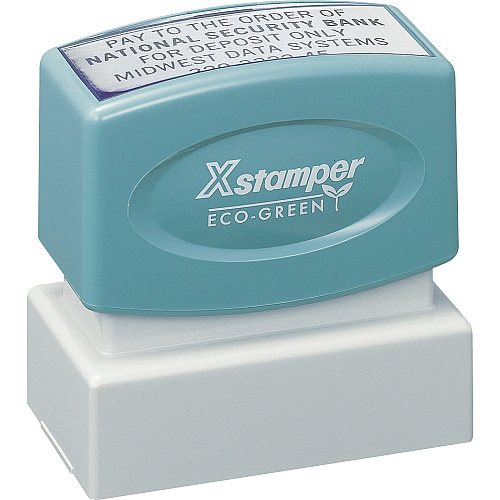 Xstamper Custom Endorsement Pre-inked Stamp Custom Message Stamp - 1" Impression Width x 2" Impression Length - 50000 Impression(s) - Recycled - 1 Each (N12)