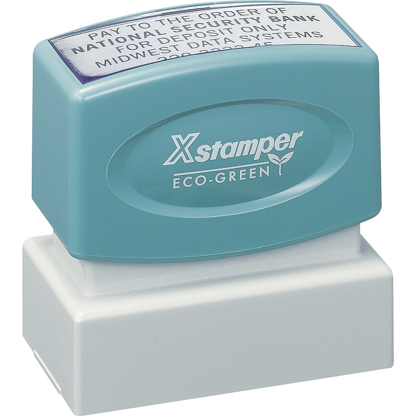 Xstamper Custom Endorsement Pre-inked Stamp Custom Message Stamp - 1" Impression Width x 2" Impression Length - 50000 Impression(s) - Recycled - 1 Each (N12)