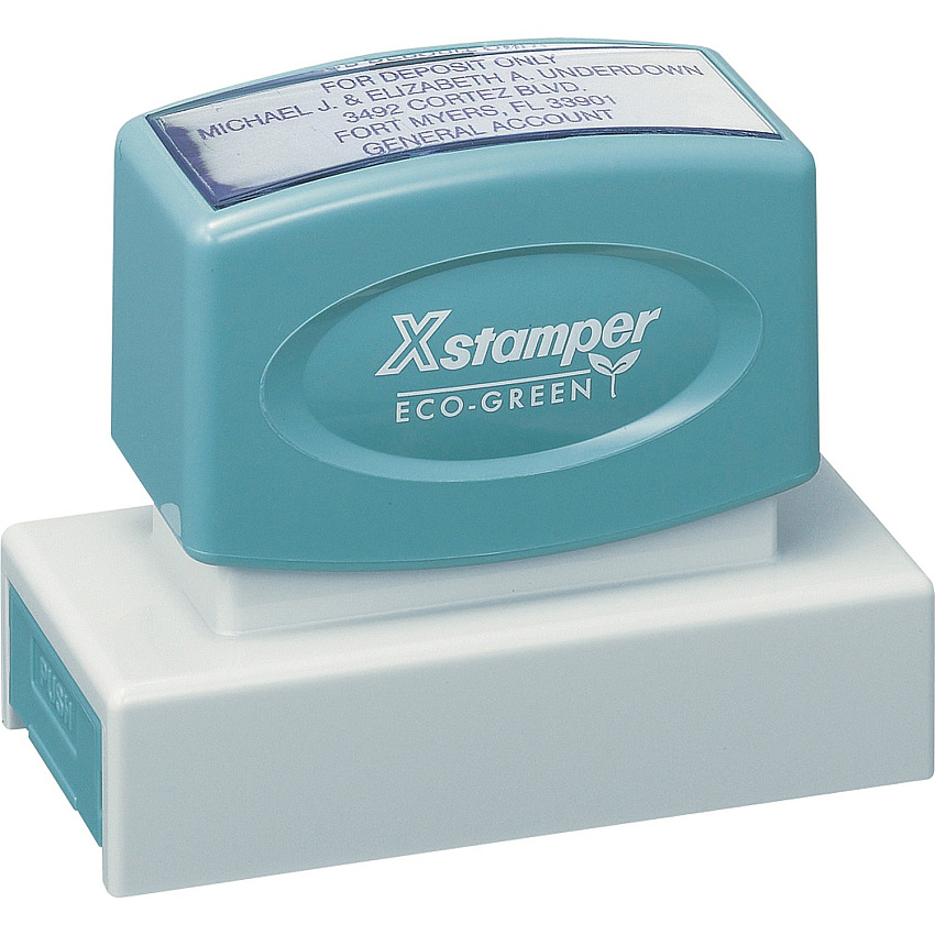 Xstamper Custom Large Business Address Stamp Custom Message Stamp - 0.88" Impression Width x 2.75" Impression Length - 50000 Impression(s) - Recycled - 1 Each (N18)